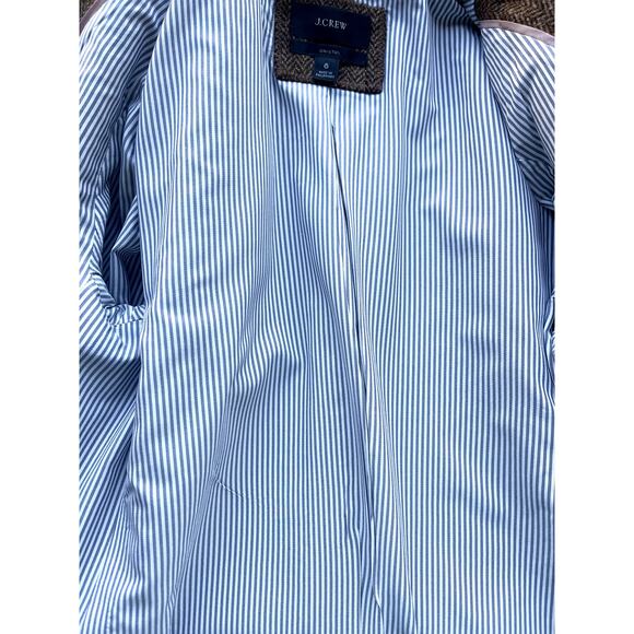 J.Crew Bristol Double Breasted Blazer Jacket Herringbone Wool Brown Size 6 - Picture 6 of 10